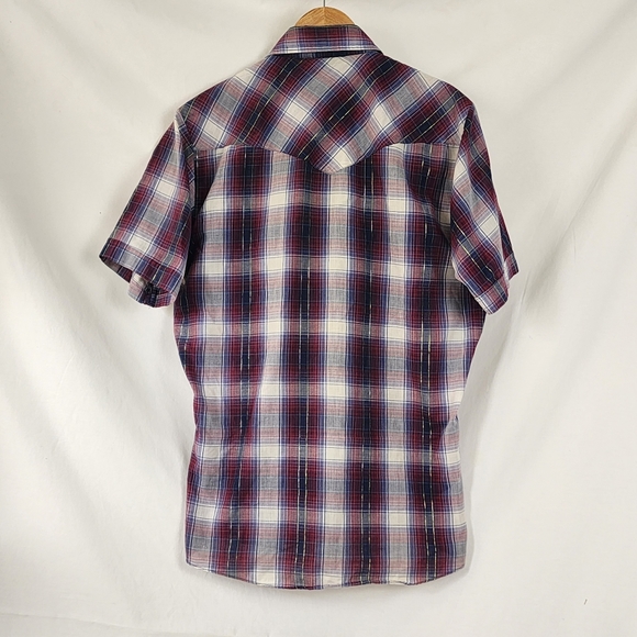 Ely Plains Vtg Western Coyboy Plaid Pearl Snap Closure Fitted XL Korean - Picture 2 of 12